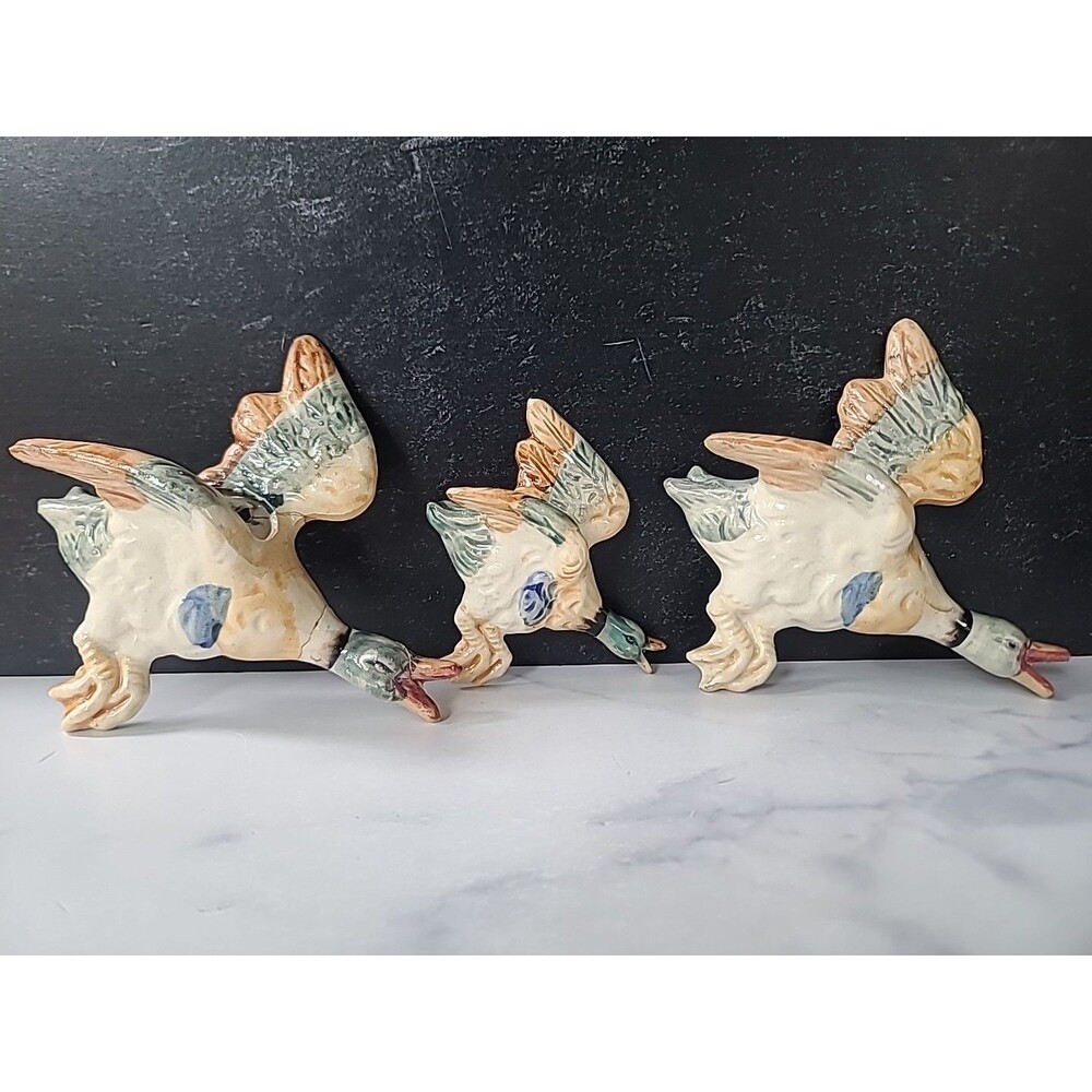 Ceramic Wild Duck Wall Pocket Planters Vintage, READ Description